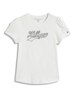Tommy Hilfiger - Girls White Solid Half Sleeves T-Shirt