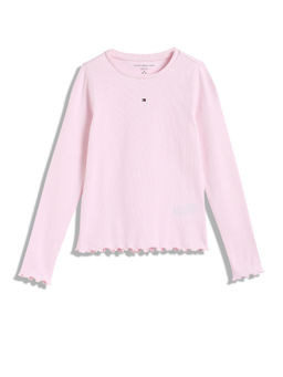 Tommy Hilfiger - Girls Pink Textured Full Sleeves T-Shirt