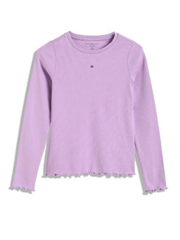 Tommy Hilfiger - Girls Lavender Textured Full Sleeves T-Shirt
