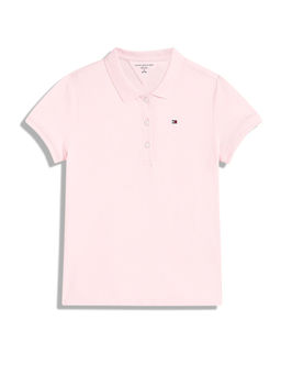 Tommy Hilfiger - Girls Pink Solid Half Sleeves Polo T-Shirt