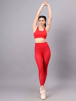Fitkin - Women Red High-Waist Tights