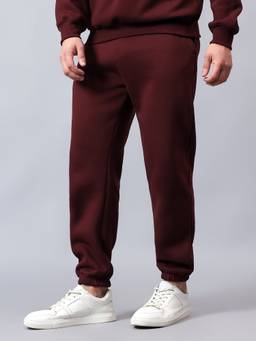 Fitkin - Men Maroon Solid Warm Winter Fleece Jogger