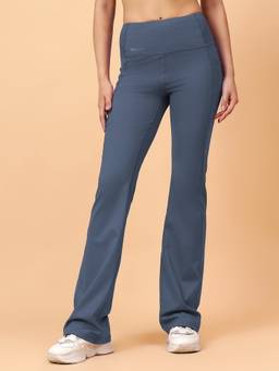 Fitkin - Women Blues Grey Straight Gym and Yoga Trackpant