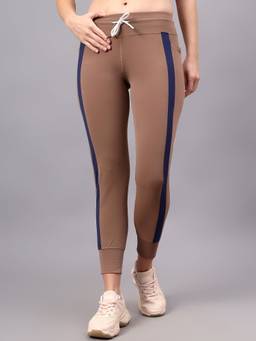 Fitkin - Women Brown Side Stripe Jogger