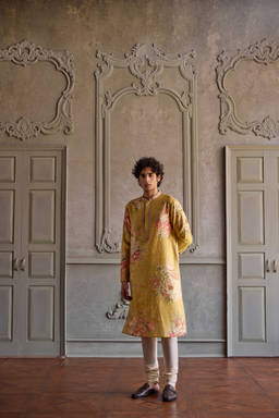 KALISTA - Rian Floral Printed Mustard Kurta with Churidar