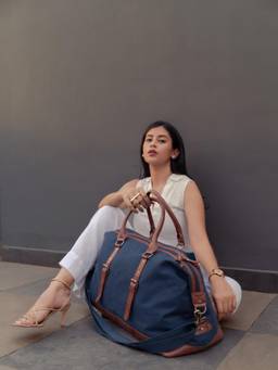 Mona B - Unisex Solid Jamie Duffle Bag - Navy Blue (M)