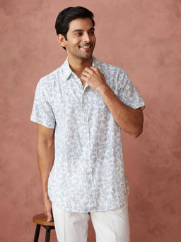 Fabindia - Light Blue Cotton Printed Regular Shirt