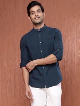 Fabindia - Navy Cotton Woven Regular Shirt