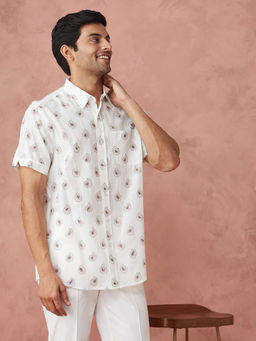 Fabindia - White Cotton Printed Regular Shirt