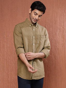 Fabindia - Bronze Linen Woven Regular Shirt