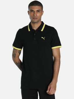 Puma - Mens Ess Pique Tipping Mens Black Polo T-shirt