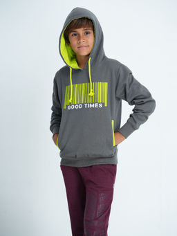mackly - Boys Grey Printed Hoodie