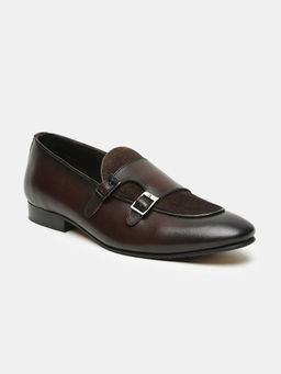 Teakwood - Men Brown Solid Monk Strap Shoes