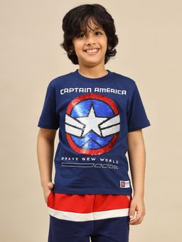 Kidsville - Official Captain America: Brave New World Boys Navy Blue T-Shirt
