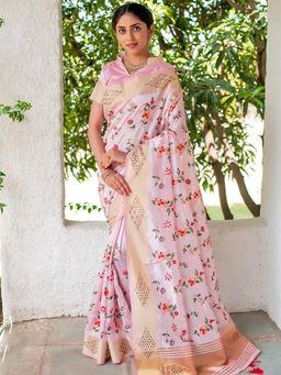 Odette - Pink Colour Mysore Silk Beautiful Saree with Unstitched Blouse