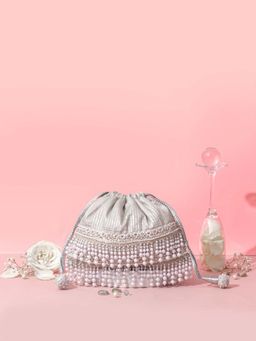 AMYRA - Sia Pearl Silver Potli