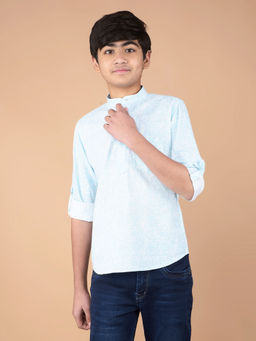 CRIMSOUNE CLUB - Boy Turquoise Green Printed Print Kurta
