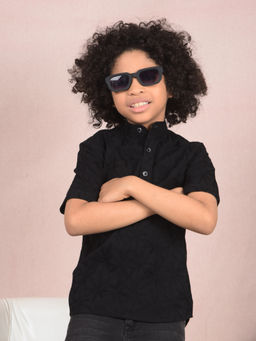 CRIMSOUNE CLUB - Boy Black Printed Cotton Kurta