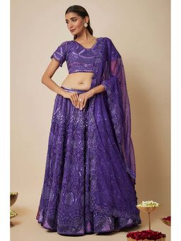 MEHAK MURPANA - Purple Embroidered Lehenga Set