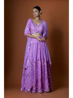 MEHAK MURPANA - Ultra Lavender Mirror Embroidered Lehenga Set