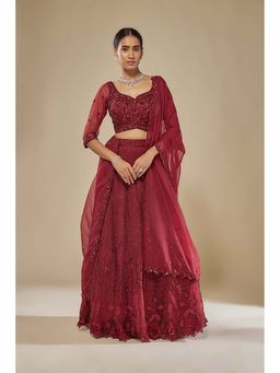 MEHAK MURPANA - Red Embroidered Lehenga Choli Dupatta Set