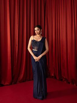 Qunic - Oceana Drape Saree with Stitched Blouse
