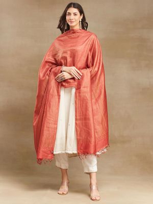 Red Check Silk Blend Dupatta main image 0