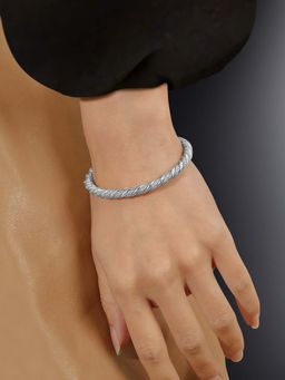 Peora - Stainless Steel Metal Silver Plated Cuff