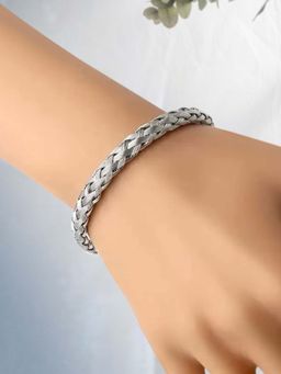 Peora - Silver Plated Stainless Steel Fancy Cuff