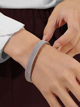 Peora - Silver Plated Stainless Steel Fancy Cuff