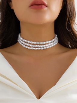 Peora - Gold Plated White Pearl Studded Stylish Choker