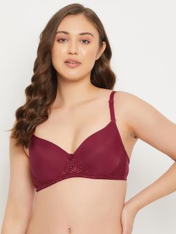 Clovia - Padded Non-wired Full Cup Multiway T-shirt Bra In Maroon
