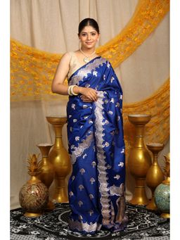 BEGUM BELIYA - Rajsi Neel Banarasi Blue Zari Woven Saree with Unstitched Blouse