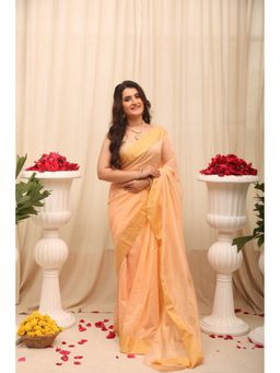 BEGUM BELIYA - Kanaka Phool Peach Zari Woven Saree with Unstitched Blouse