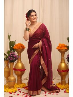 BEGUM BELIYA - Empress Violet Purple Zari Woven Saree with Unstitched Blouse