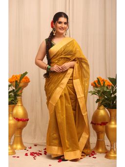 BEGUM BELIYA - Golden Grove Yellow Zari Woven Saree with Unstitched Blouse