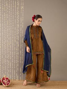 STADO - Gold Kurta with Palazzo and Dupatta