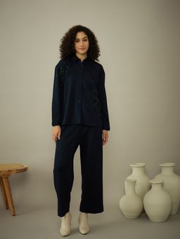 STADO - Navy Blue Relaxed Fit Woolen Co-Ord Set
