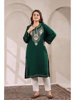 Zamour - Green Zari Embroidery Kashmiri Pheran Kurta