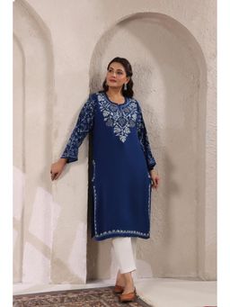 Zamour - Blue Chinar Embroidery Kashmiri Pheran Kurta