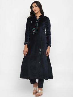 STADO - Navy Blue Velvet Kurta and Pant