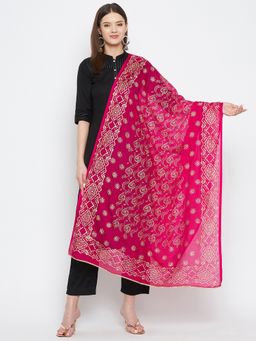 Clora Creation - Magenta Printed Cotton Blend Dupatta