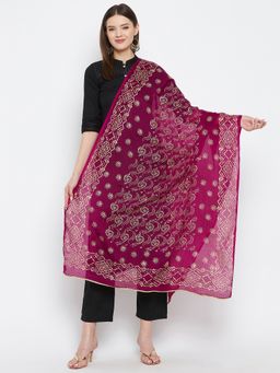 Clora Creation - Wine Printed Cotton Blend Dupatta