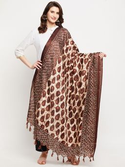 Clora Creation - Coffee Printed Silk Blend Patola Dupatta