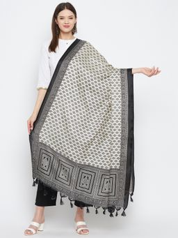 Clora Creation - Black Geometric Patola Silk Blend Dupatta