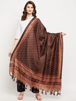 Clora Creation - Brown Geometric Patola Silk Blend Dupatta