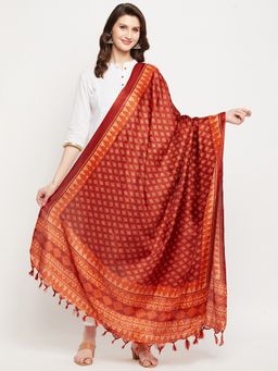 Clora Creation - Orange Geometric Patola Silk Blend Dupatta