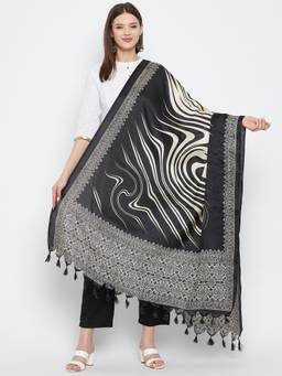 Clora Creation - Black Abstract Patola Silk Blend Dupatta