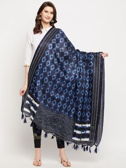 Clora Creation - Indigo Geometric Patola Silk Blend Dupatta