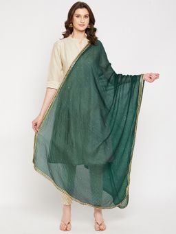 Clora Creation - Bottle Green Embellished Dupatta